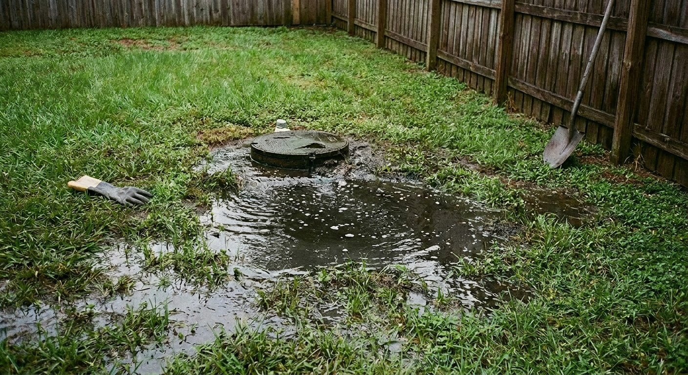 Septic tank backup in Lakeland causing sewage overflow and property damage